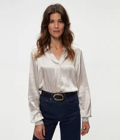 Michael Stars Meredith Satin Button Down Shirt In Nocturnal