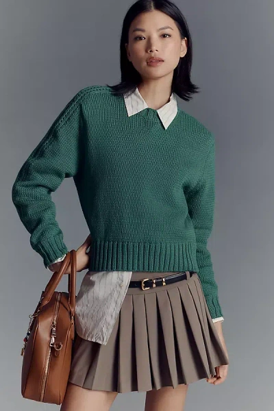 Michael Stars Merle Crew-neck Sweater In Green