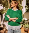 Michael Stars Merle Crew Neck Sweater In Palm In White