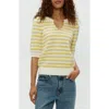 Michael Stars Merle Striped Crewneck Sweater In Lemonade