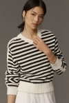 Michael Stars Merle Striped Crew-neck Sweater In Black