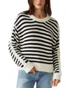 Michael Stars Merle Striped Crew-neck Sweater In Black