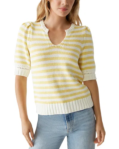 Michael Stars Merle Striped Crewneck Sweater In Lemonade