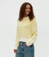 Michael Stars Merle Striped Crewneck Sweater In Lemonade