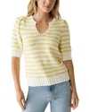 Michael Stars Merle Striped Crewneck Sweater In Lemonade