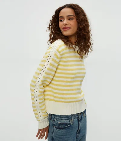 Michael Stars Merle Striped Crewneck Sweater In Lychee