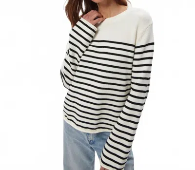 Michael Stars Mikaela Relaxed Striped Pullover Sweater In Ivory Lacquer Stripe In Multi