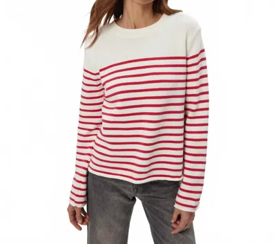 Michael Stars Mikaela Relaxed Striped Pullover Sweater In Ivory Lacquer Stripe In White