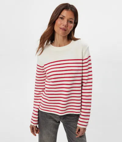 Michael Stars Mikaela Relaxed Striped Pullover Sweater In Ivory Lacquer Stripe In White