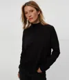 Michael Stars Mila Mock Neck Sweatshirt In Black