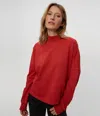 Michael Stars Mila Mock Neck Sweatshirt In Cherry
