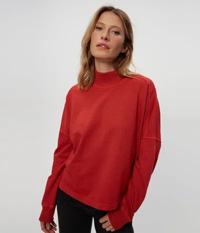 Michael Stars Mila Mock Neck Sweatshirt In Cherry