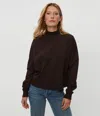 Michael Stars Mila Mock Neck Sweatshirt In Java