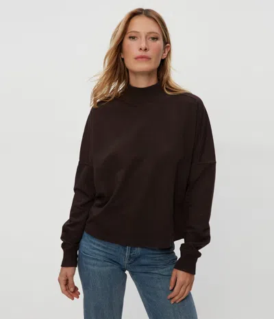 Michael Stars Mila Mock Neck Sweatshirt In Java