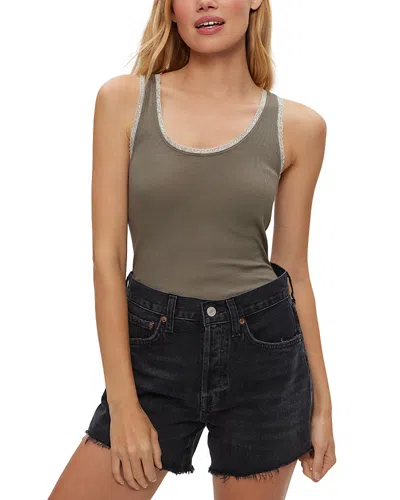 Michael Stars Miley Contrast Trim Tank In Gray