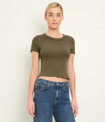 Michael Stars Joni Slight Crop Top In Caper In Green