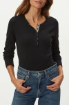 Michael Stars Minnie Ribbon Accent Henley In Black