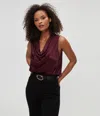 Michael Stars Mitzi Cowl Neck Top In Beetroot