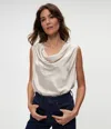 Michael Stars Mitzi Cowl Neck Top In Cement