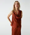 Michael Stars Mitzi Cowl Neck Top In Lava