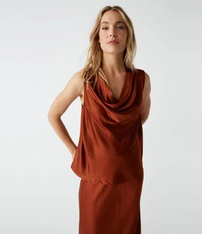 Michael Stars Mitzi Cowl Neck Top In Lava