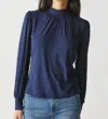 MICHAEL STARS MOCK NECK BLOUSE IN NOCTURNAL