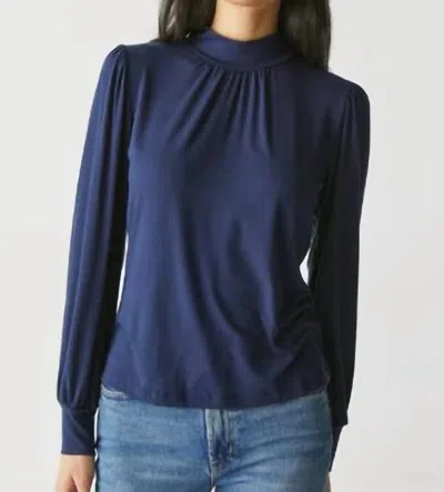 Michael Stars Mock Neck Blouse In Nocturnal In Blue