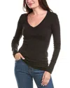 Michael Stars Lizzie V-neck Long Sleeve Tee In Black