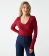 Michael Stars Molly V-neck Tee In Carmine
