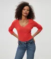 Michael Stars Molly V-neck Tee In Cherry