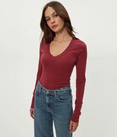 Michael Stars Molly V-neck Tee In White