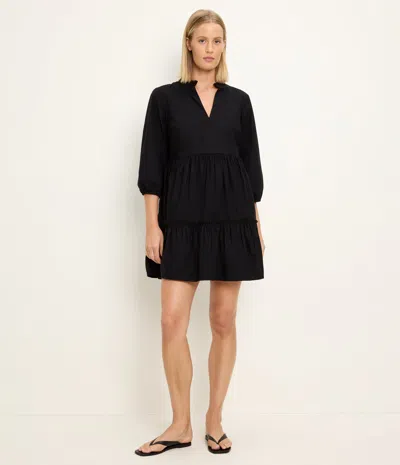 Michael Stars Moriah 3/4 Sleeve Tiered Dress In Black