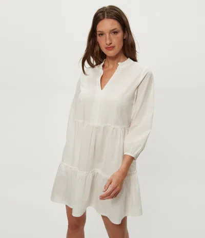 Michael Stars Moriah 3/4 Sleeve Tiered Dress In White