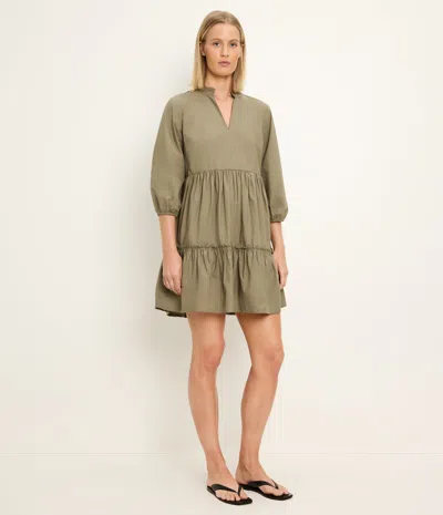 Michael Stars Moriah 3/4 Sleeve Tiered Dress In White