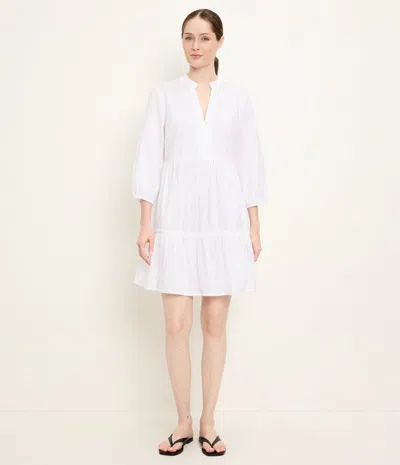 Michael Stars Moriah 3/4 Sleeve Tiered Dress In White