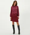 Michael Stars Myla Mixed Fabric Satin Mini Dress In Burgundy