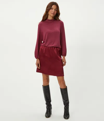 Michael Stars Myla Mixed Fabric Satin Mini Dress In Garnet In Burgundy