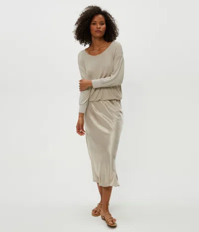 Michael Stars Nadia Mixed Fabric Satin Dress In Neutral