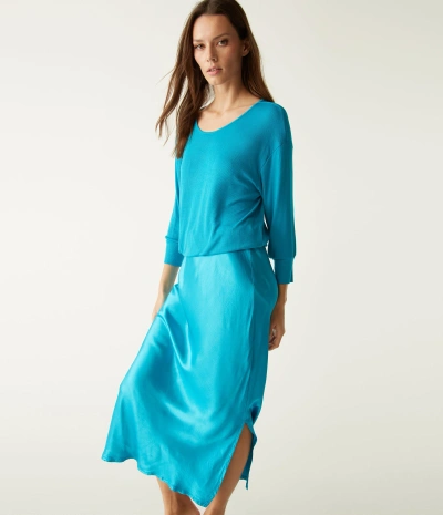 Michael Stars Nadia Mixed Fabric Satin Dress In Corsica