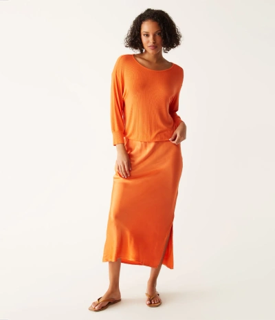 Michael Stars Nadia Mixed Fabric Satin Dress In Heatwave