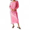 Michael Stars Nadia Mixed Fabric Satin Dress In Pink