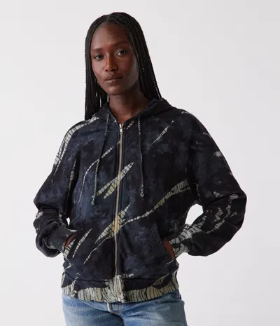 Michael Stars Naomi Double Dye Zip-up Hoodie In Midnight Combo