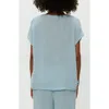 Michael Stars Naomi Split Neck Gauze Top In Blue