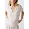 Michael Stars Naomi Split Neck Gauze Top In Lychee