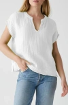 Michael Stars Naomi Split Neck Gauze Top In White