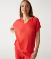 Michael Stars Naomi Split Neck Gauze Top In Spritz