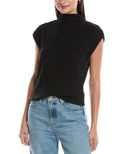 Michael Stars Lara Ribbed Mock Neck Top In Black