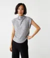 Michael Stars Nara Mock Neck Top In Black Marl