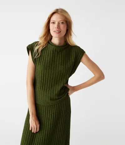 Michael Stars Nara Mock Neck Top In Dark Matcha