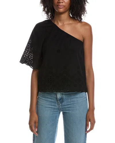 Michael Stars Nash Eyelet One Shoulder Top In Black
